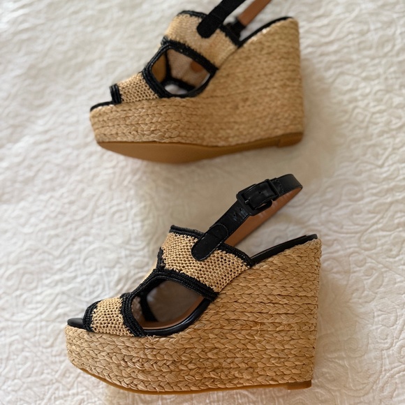 Robert Clergerie Raffia Espadrille Platform Wedge Sandal, Size 37 - Picture 6 of 12